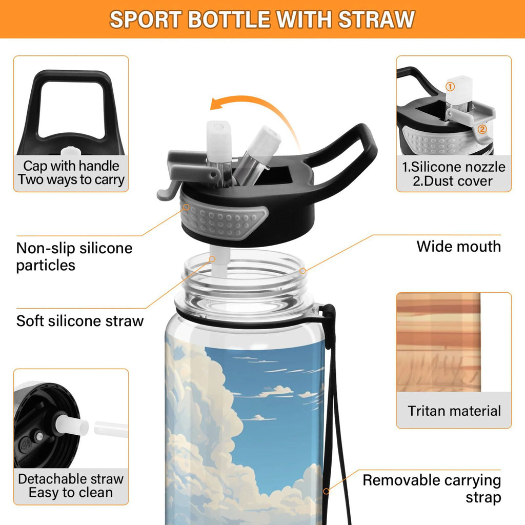 32oz Tritan Leakproof Clear Sports Water Bottle H307