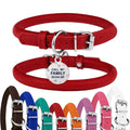 Rolled Leather Dog Collar with QR ID Dog Tag O49030