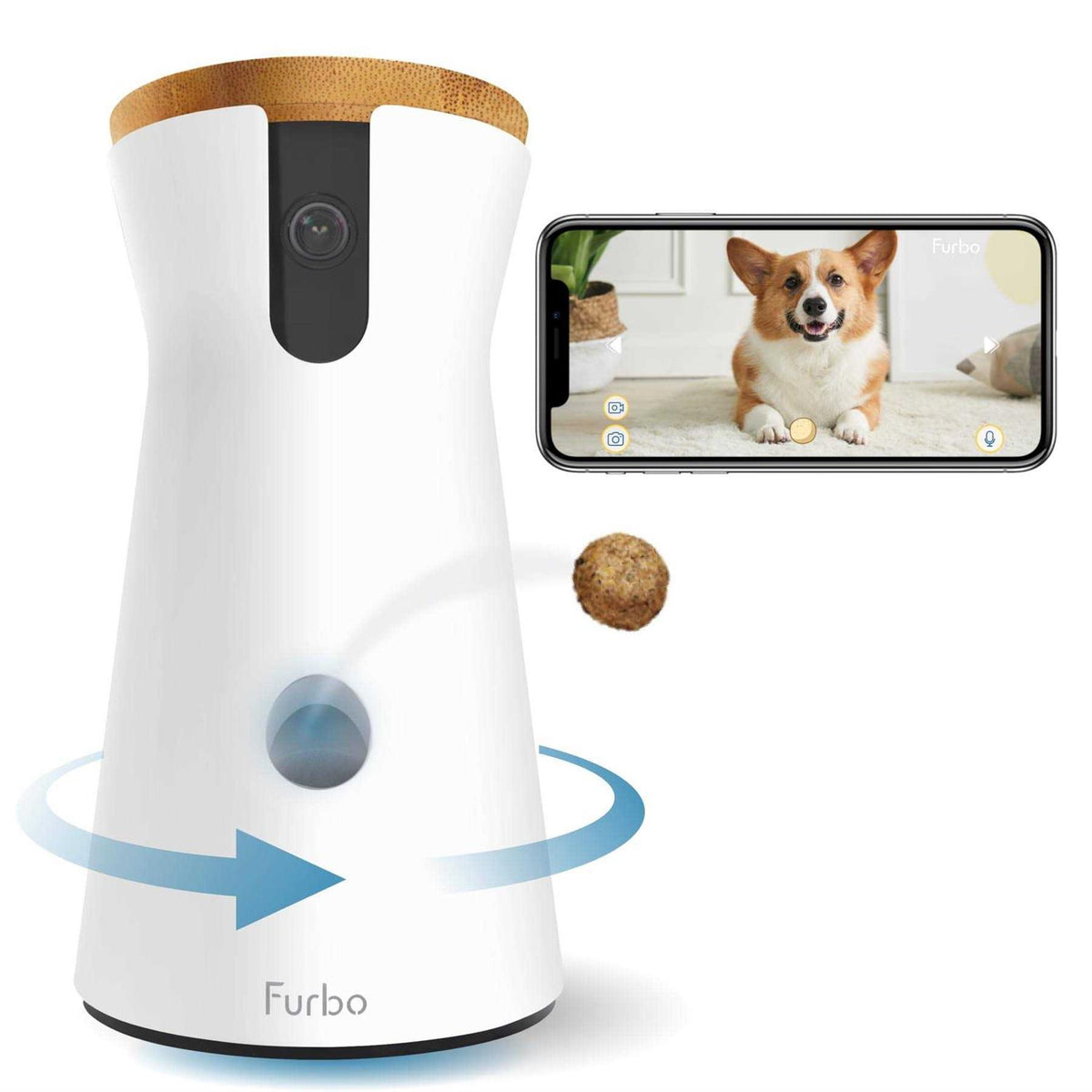 360° View Wide-Angle Pet Camera with Treat Tossing D120