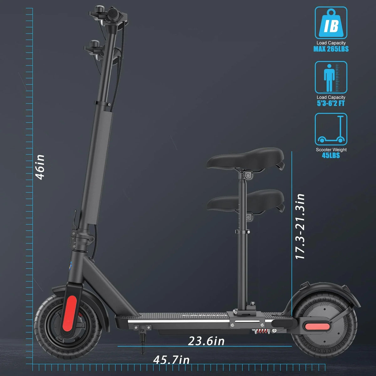 Electric Scooter Foldable 25 Miles Range 20 mph Silver Z857