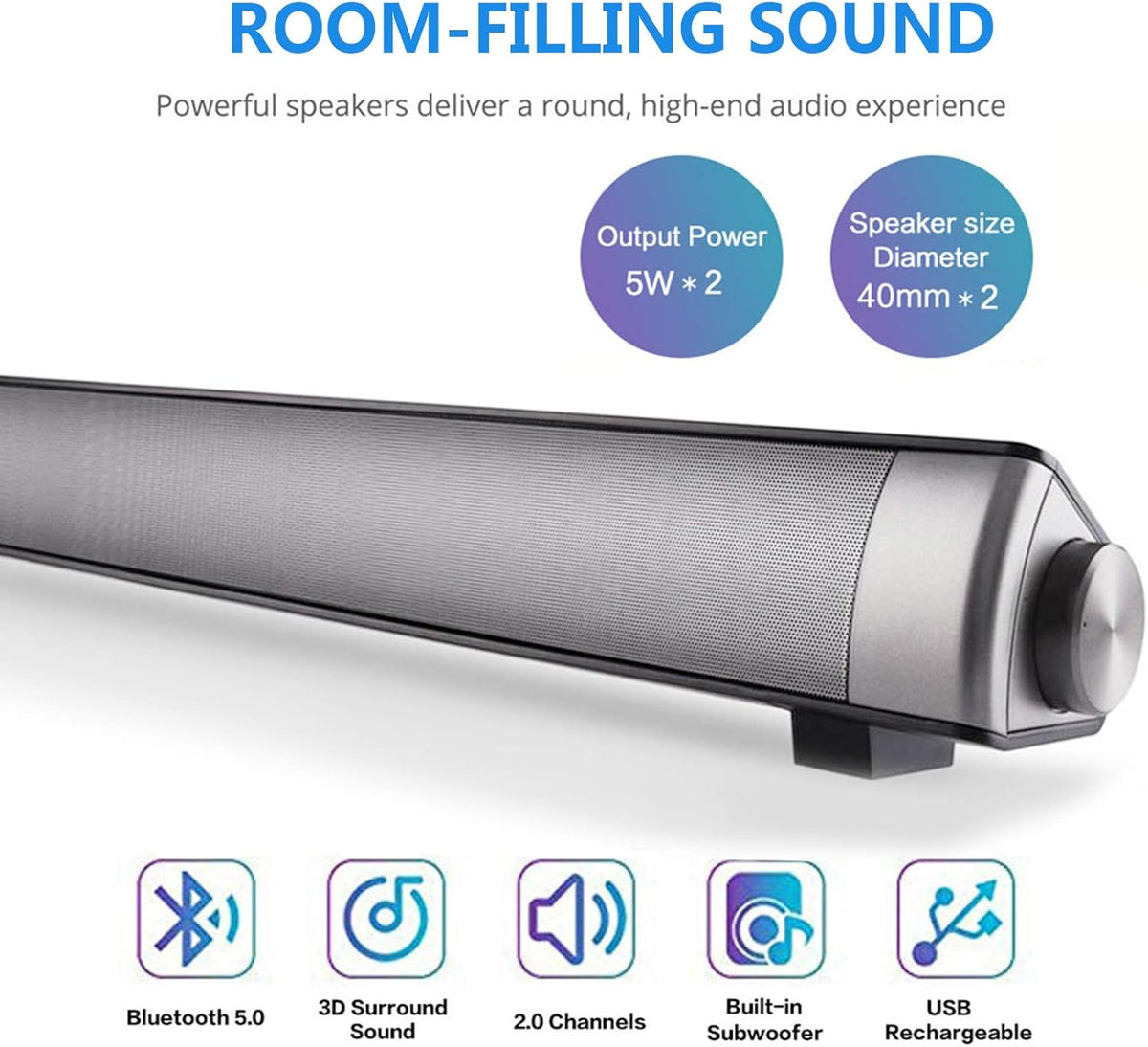 Wired and Wireless Bluetooth Sound Bar with Mic, Pack of 2 Q530