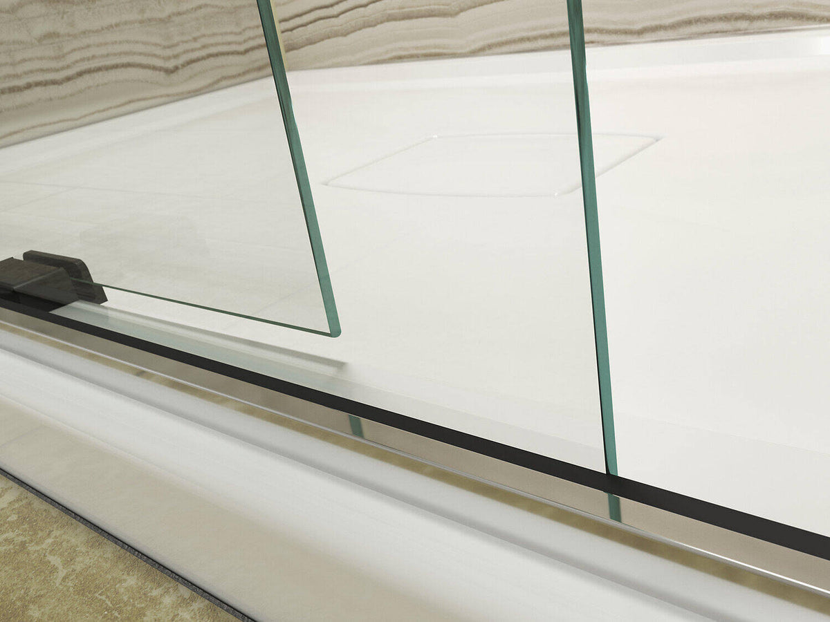 Frameless Sliding Shower Door with Crystal Clear Glass, Anodized Brushed Bronze P981