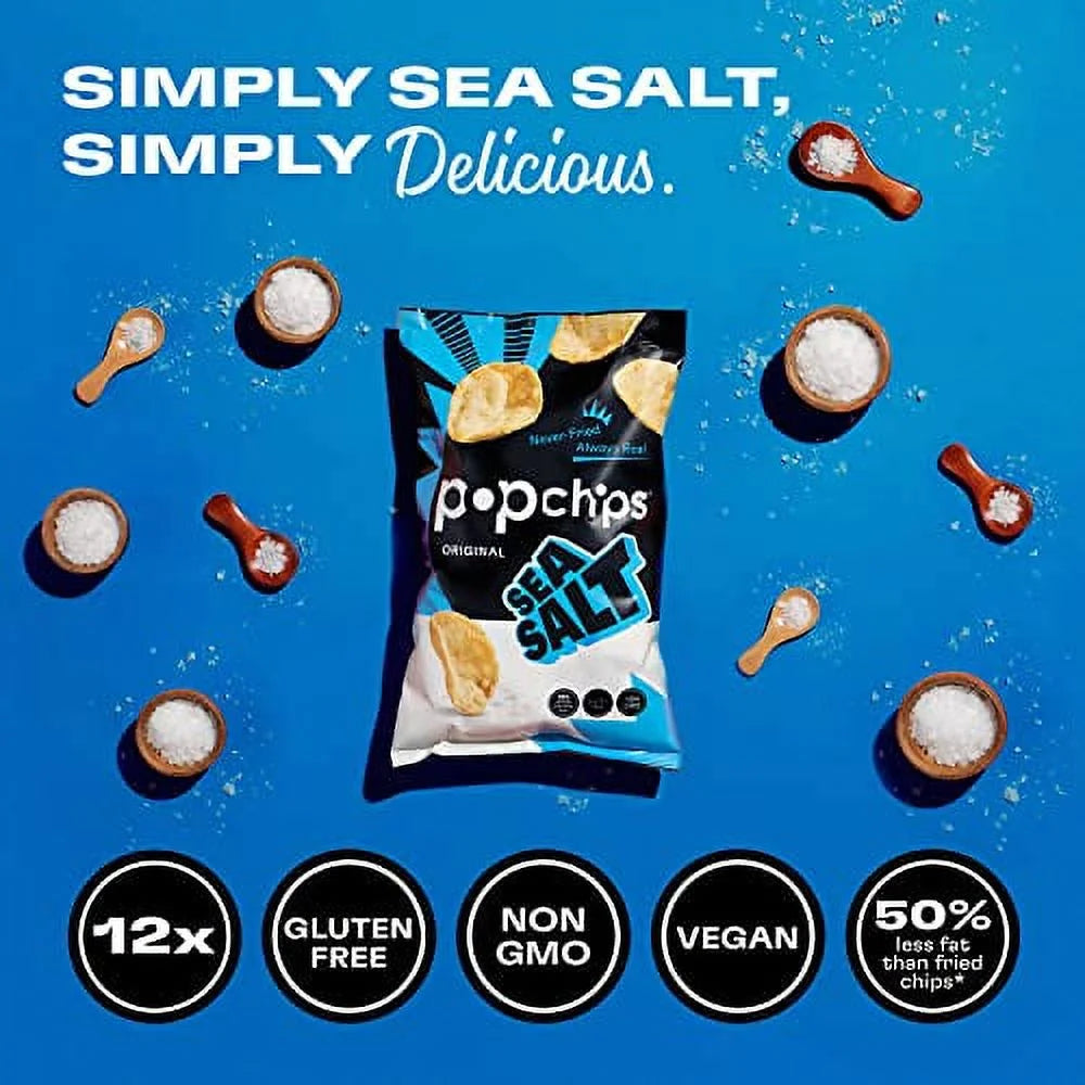 Sea Salt Potato Chips, 0.8 oz Bags (Pack of 12) C980187