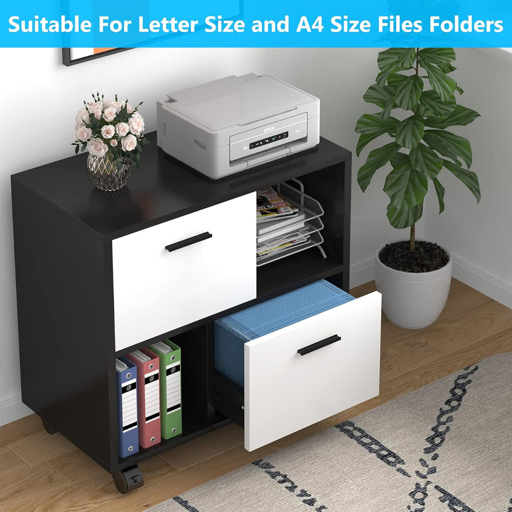 2 Drawer Wood File Cabinet with Wheels D346825