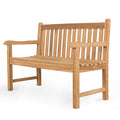 A-Grade Natural Teak Outdoor Bench with Curved Backrest and Arch Armrest Z651219
