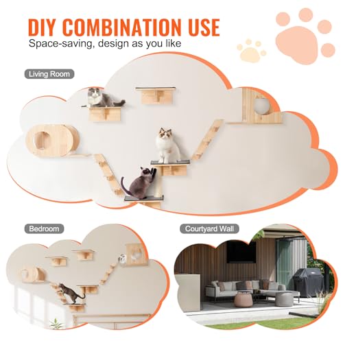 Wall Mounted Cat Shelves Set of 6 P606