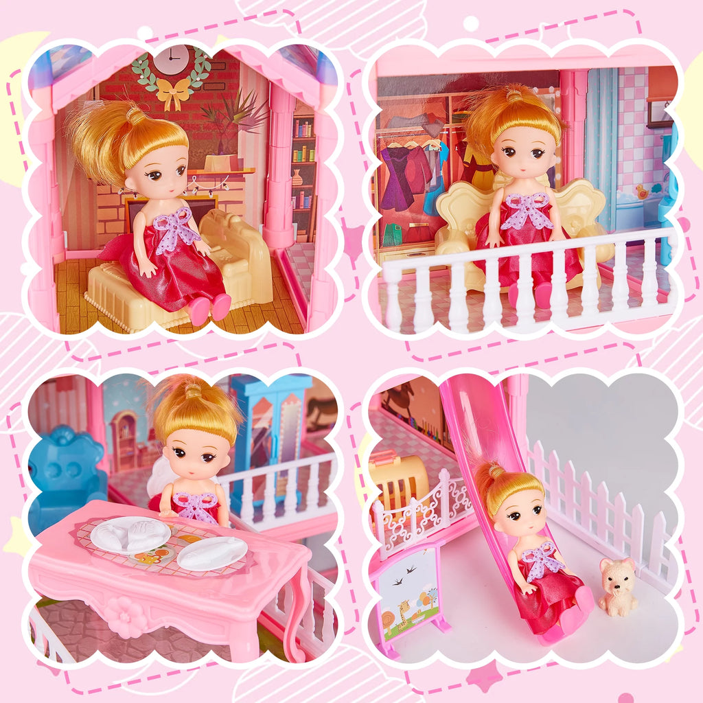 5-Story 19 Rooms Dollhouse with 1 Doll Toy Figure S672