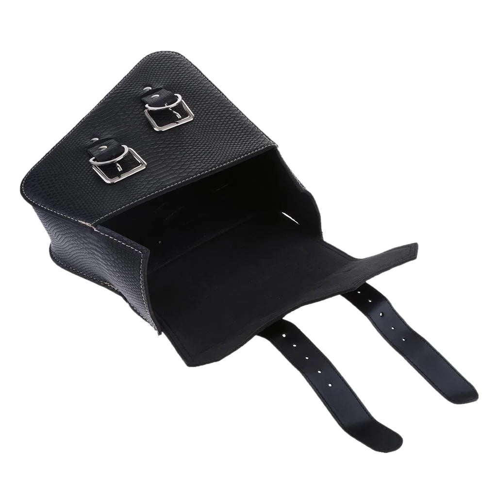 Black Leather Motorbike Pannier Saddle Bag V10313