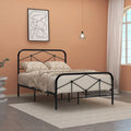 White Queen Size Metal Platform Bed with Headboard and Footboard J2824