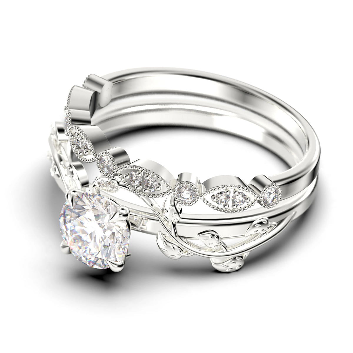 1.50 Carat Round Cut Moissanite Engagement Ring in 925 Sterling Silver With 18k White Gold Plating R28840