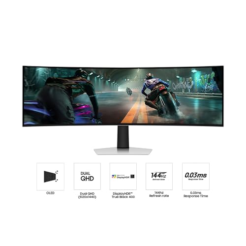 49" Dual QHD QD-OLED Curved Gaming Monitor, 144Hz, 0.03ms C62210