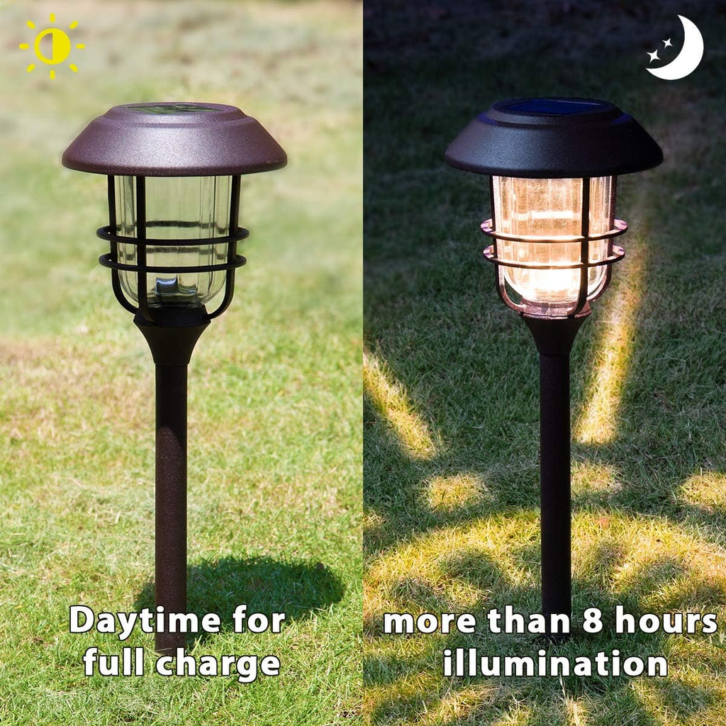 4 Pack Solar Glass and Metal Path Lights H685