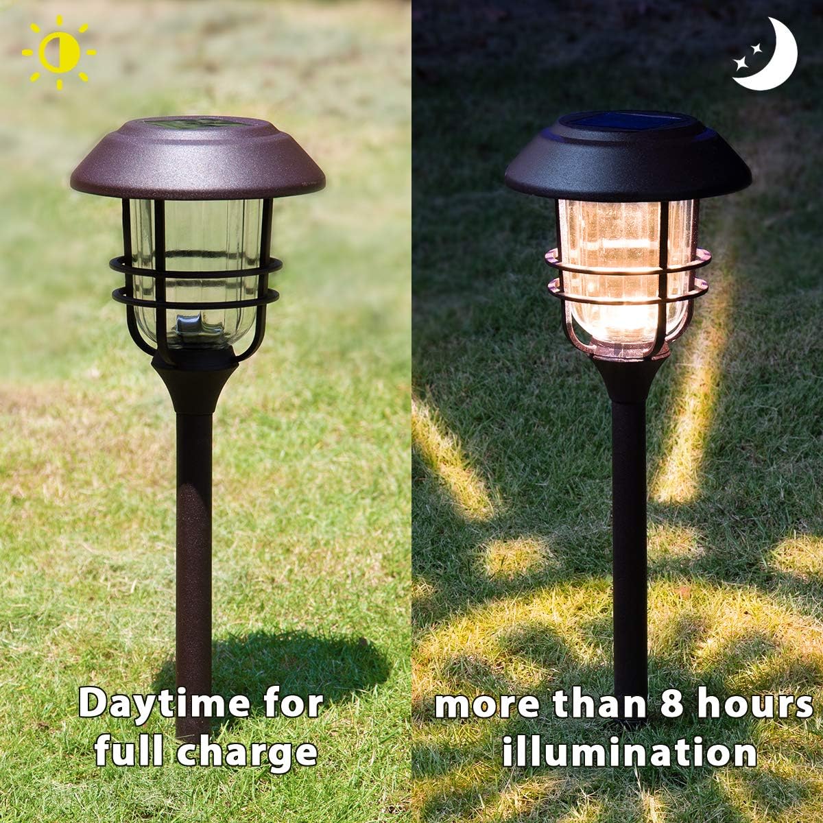 4 Pack Solar Glass and Metal Path Lights H685