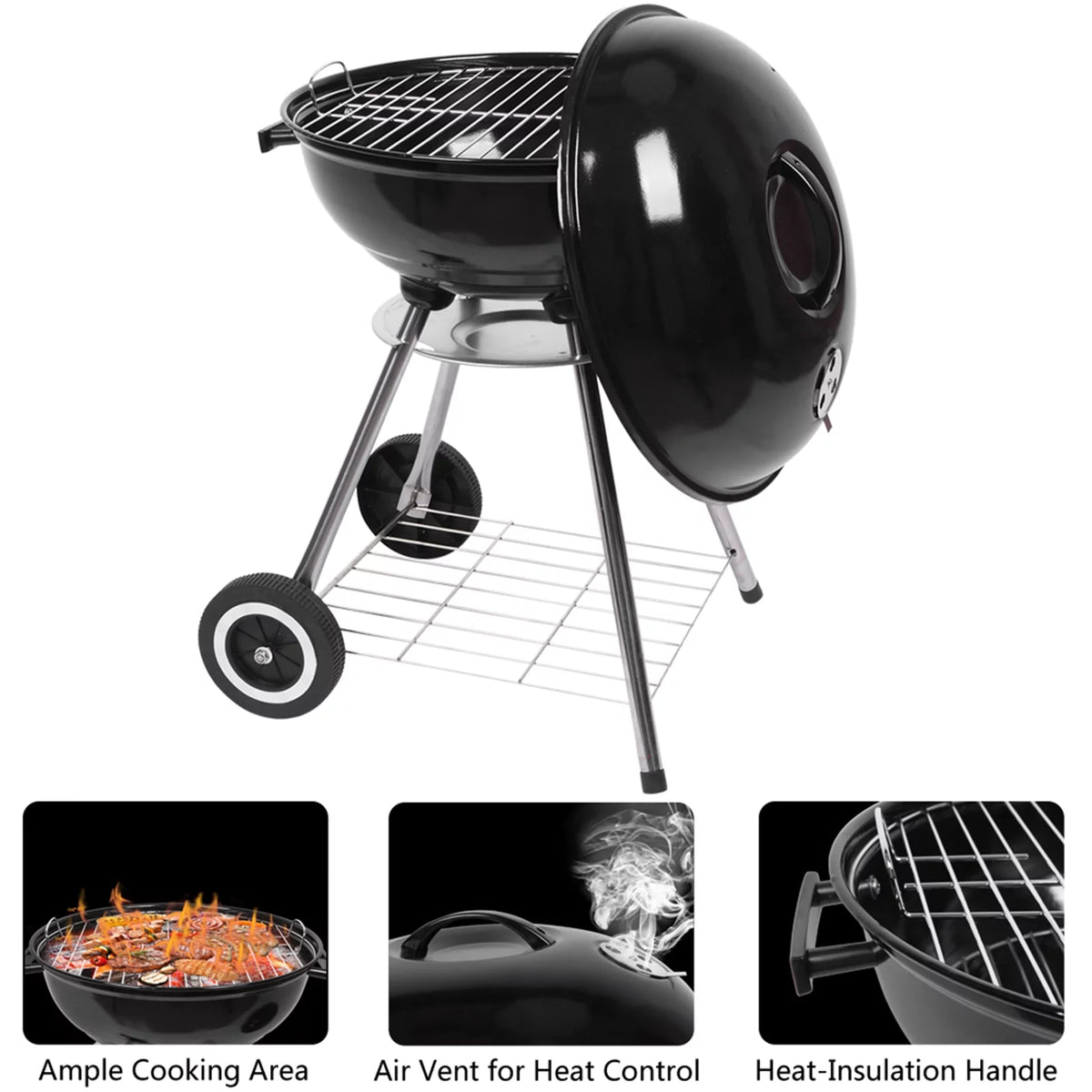 Charcoal Smoker Steel BBQ Grill F548449