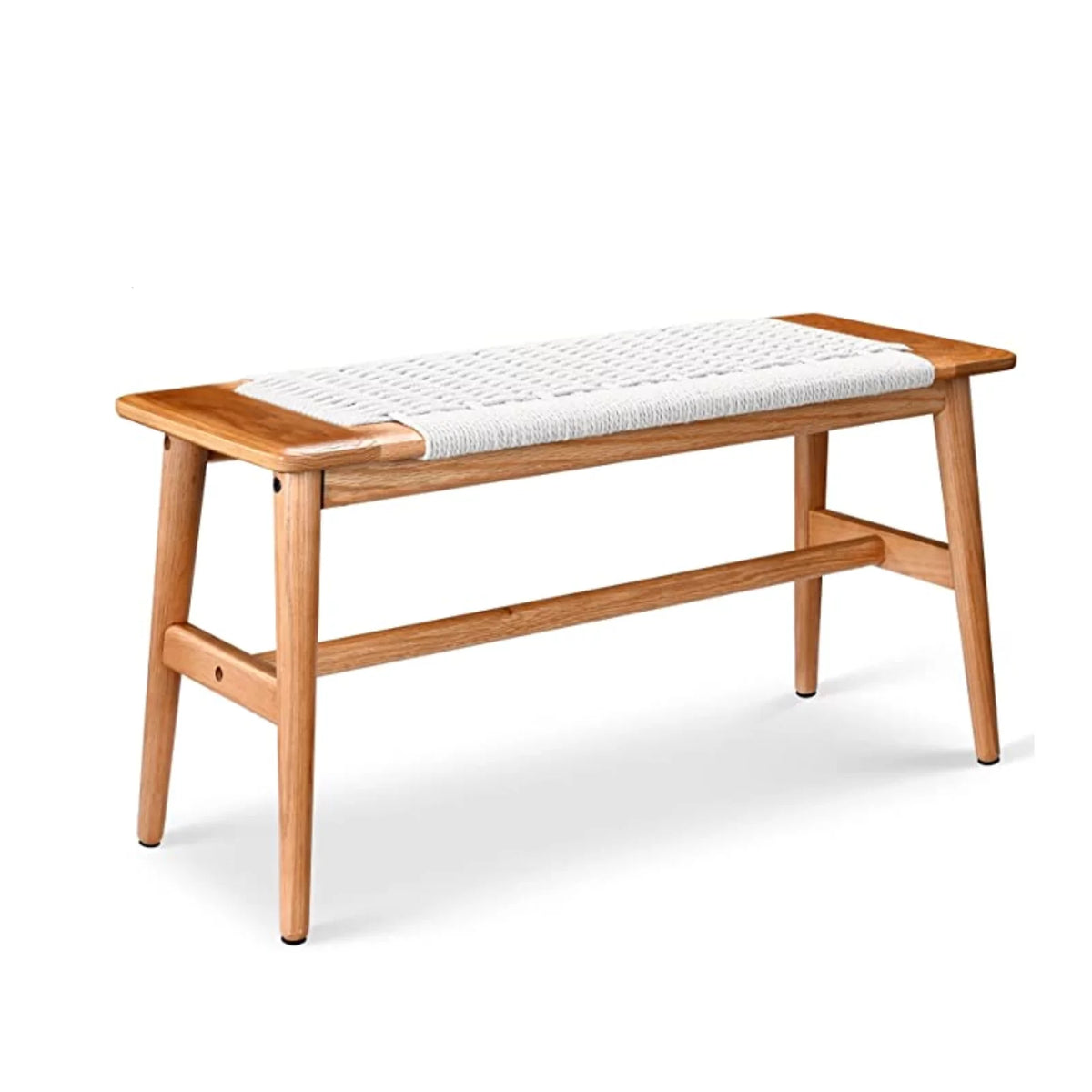 32" Oak Solid Wood Rope Woven Bench G840833
