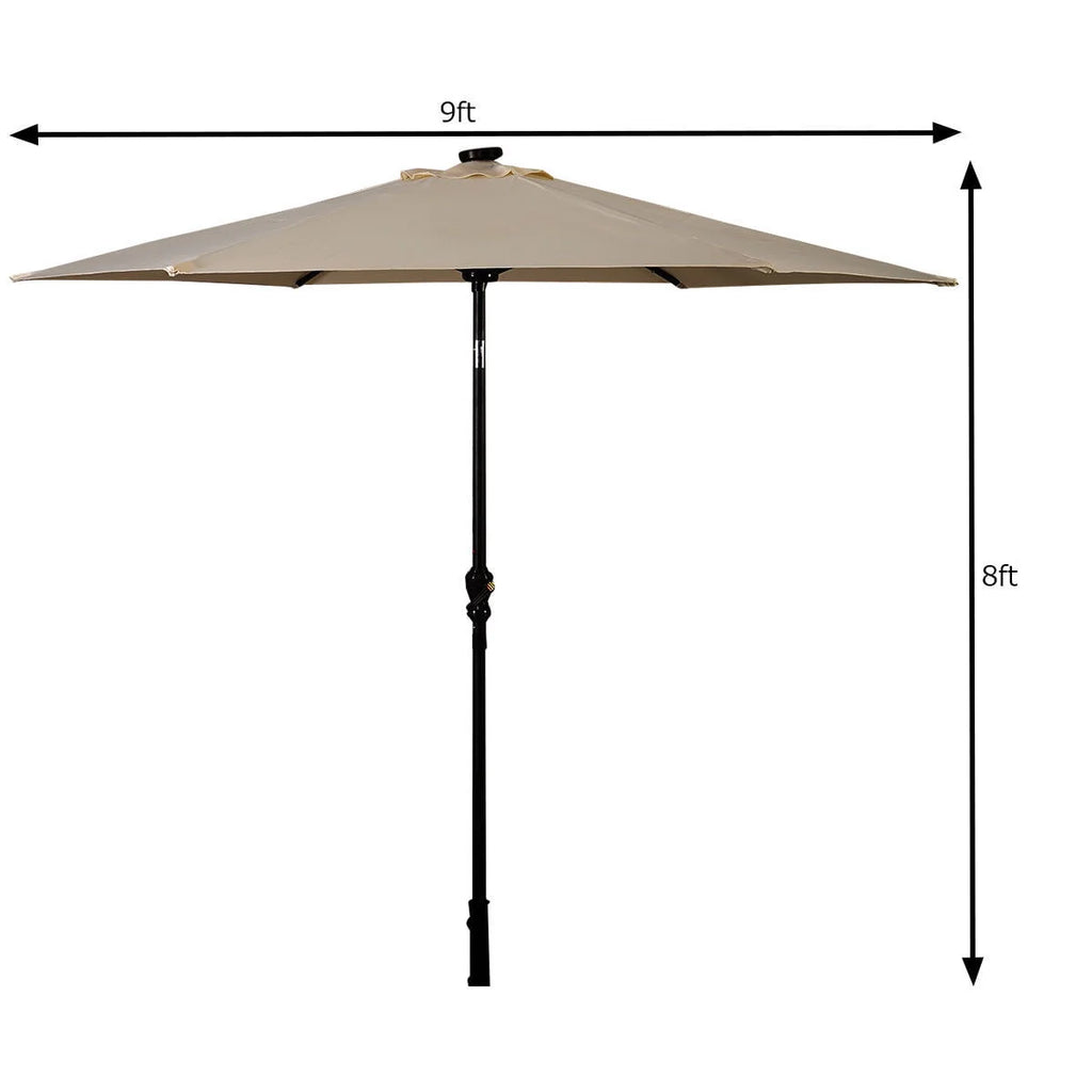 9FT Solar LED Patio Umbrella M3621