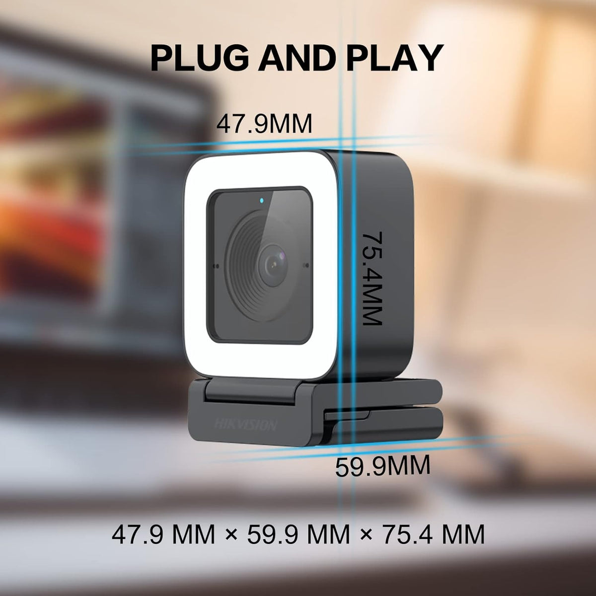 4K HD Webcam with Light Microphone, 2 Built-in Noise Reduction Mics, Autofocus, 30fps Type C USB2.0, with Tripod J585