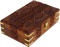 Hand Carved Wooden Storage Organiser Jewellery Box 20x12.5x6.5 CM D44553