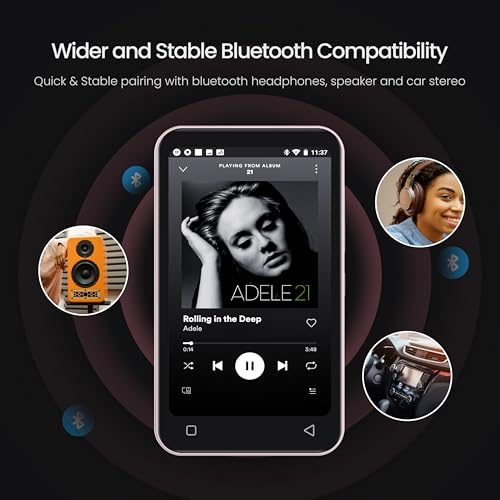 Pink 4" WiFi MP3 MP4 Music Player with Bluetooth Y637