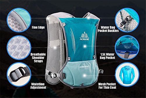 5L Outdoor Sport Camping Backpack Hydration Vest Pack with 500ml Soft Flask K8412