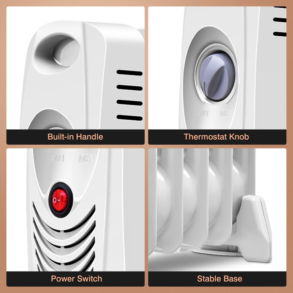 Portable Mini Electric Oil Filled Radiator Heater 7-Fin A34813