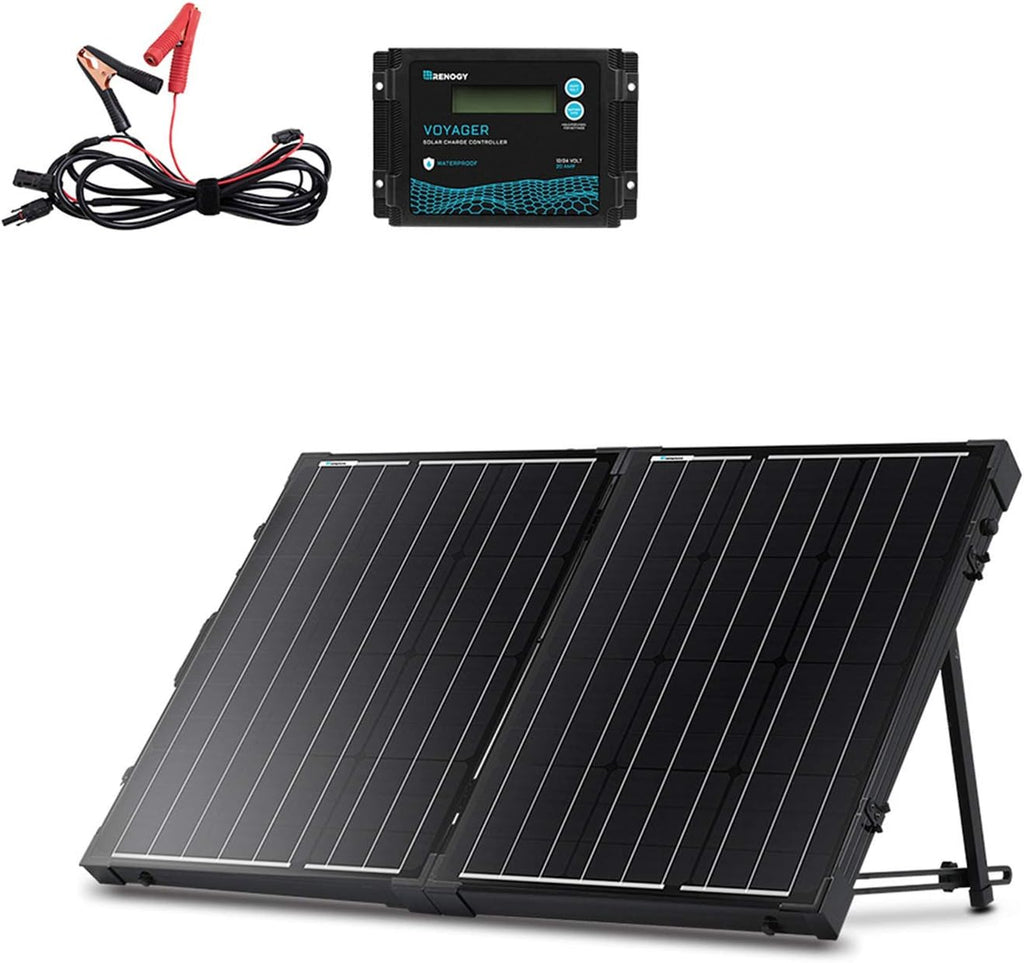 100 Watt 12 Volt Monocrystalline Portable Foldable Solar Panel Suitcase H94282