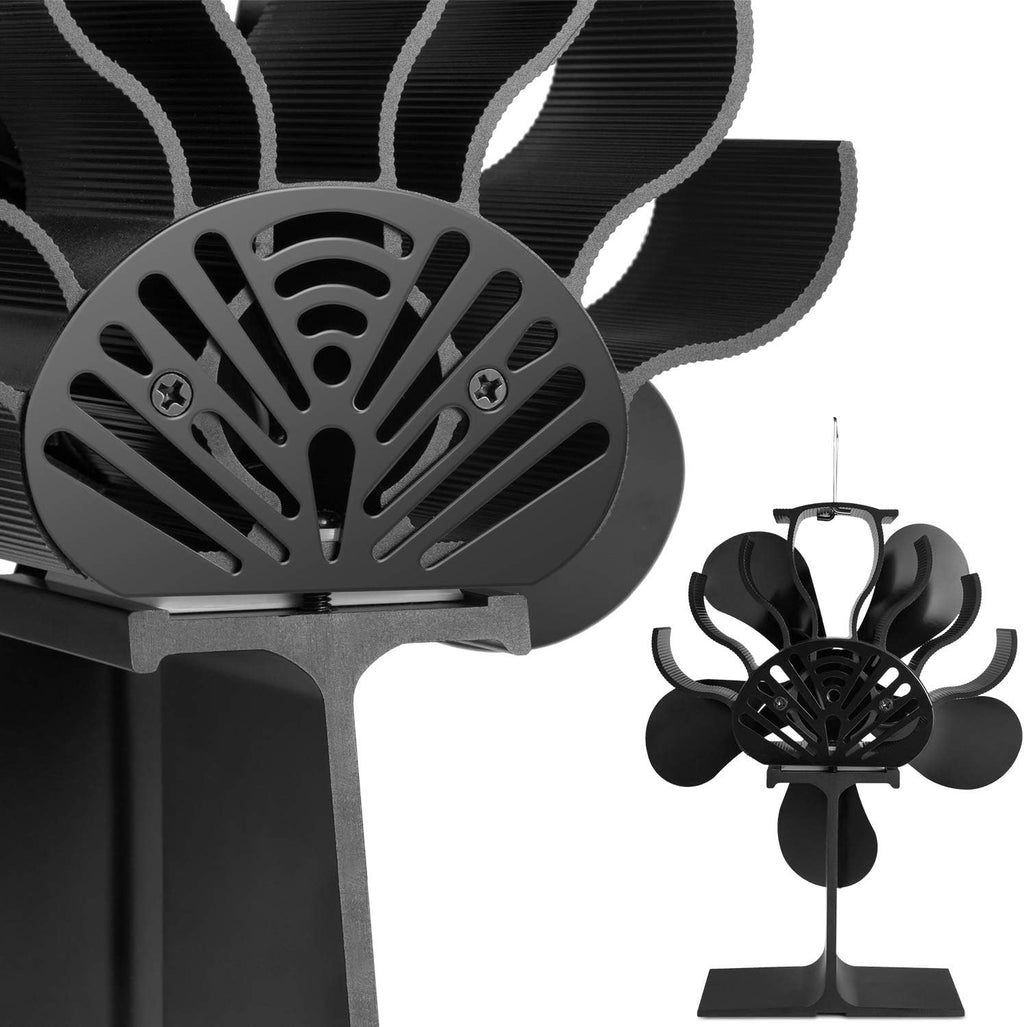 5-Blades Heat Powered Stove Fan with Thermometer Pack of 2 V4047