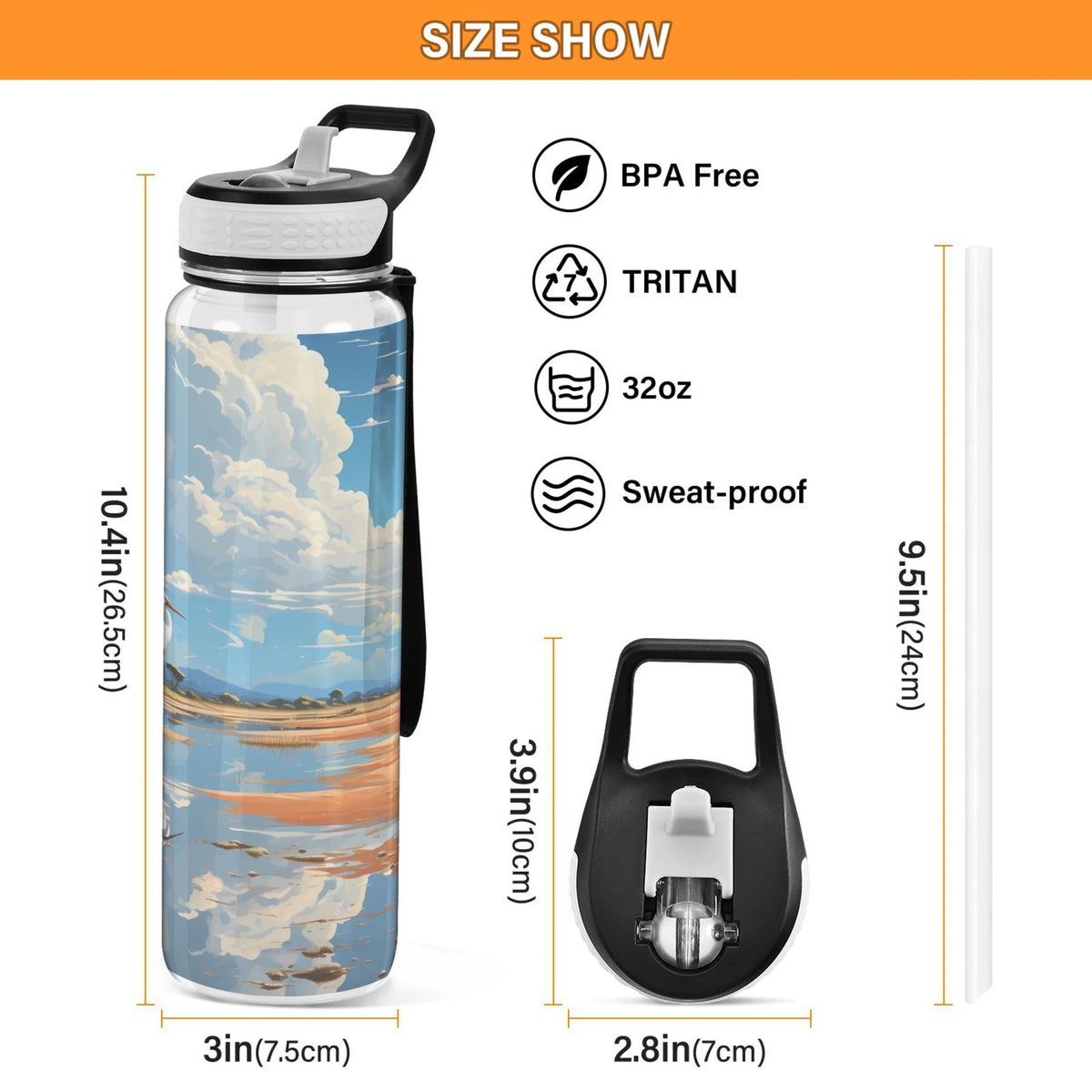 32oz Tritan Leakproof Clear Sports Water Bottle H307