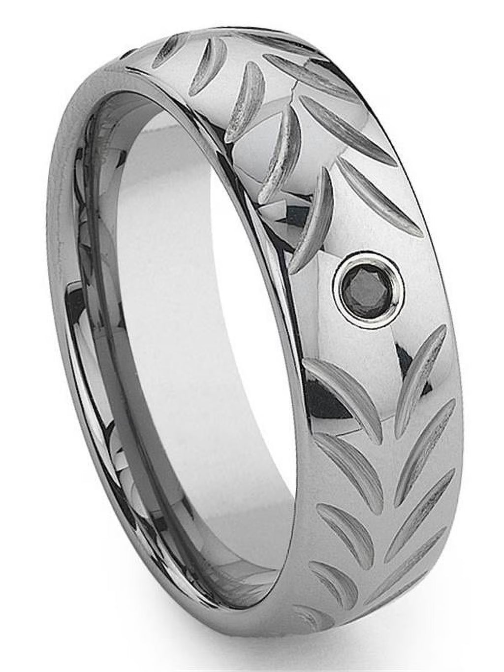 Black Diamond Chevron Tungsten Carbide Mens Wedding Band Ring Sz 10.0 B5790