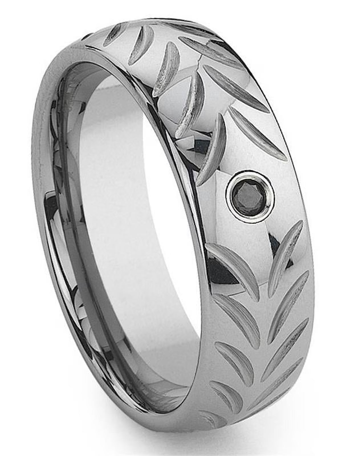 Black Diamond Chevron Tungsten Carbide Mens Wedding Band Ring Sz 10.0 B5790