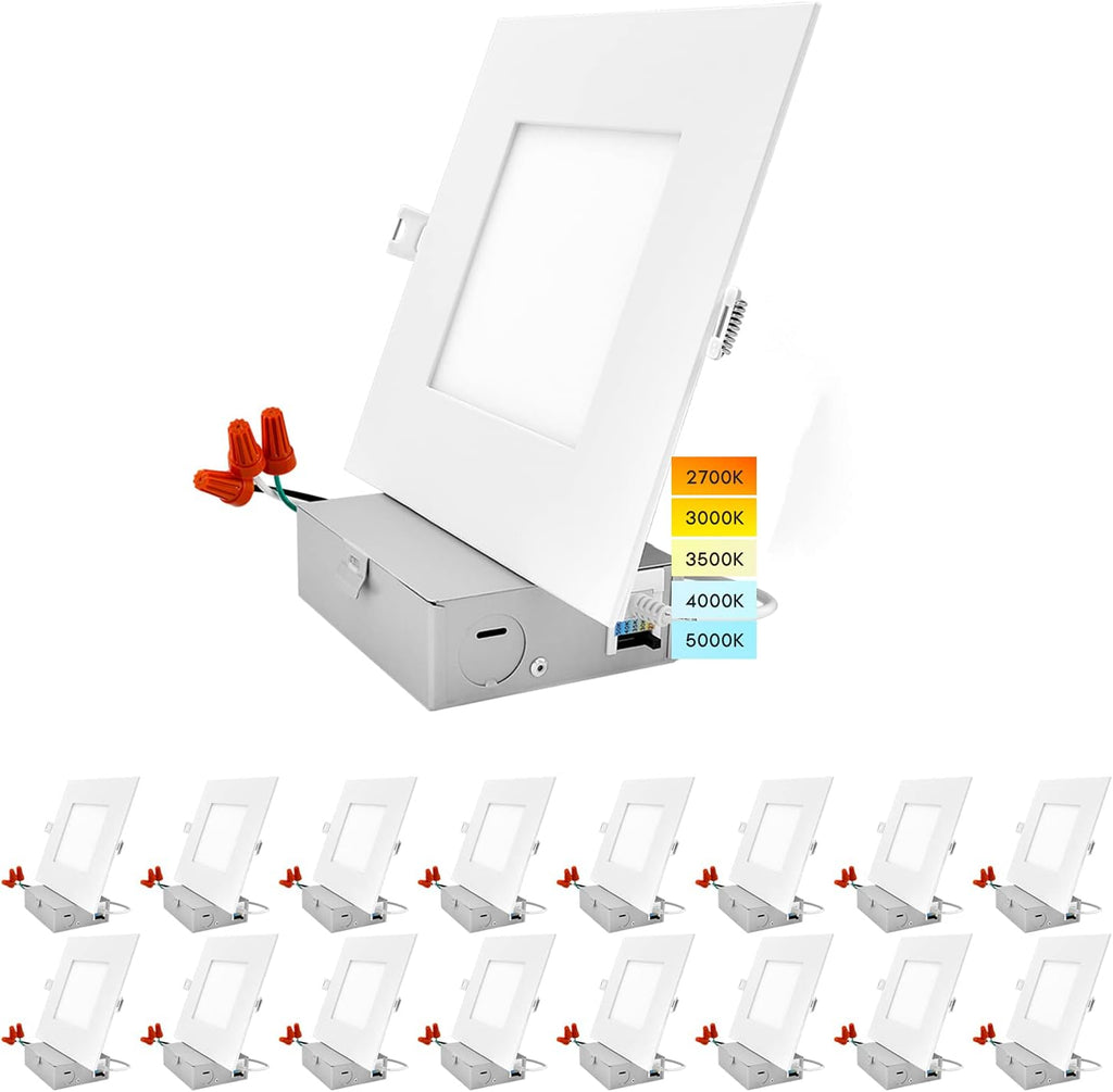 6 Inch Square LED Recessed Lighting, 12W, 1000 Lumens, 4 Pack N304