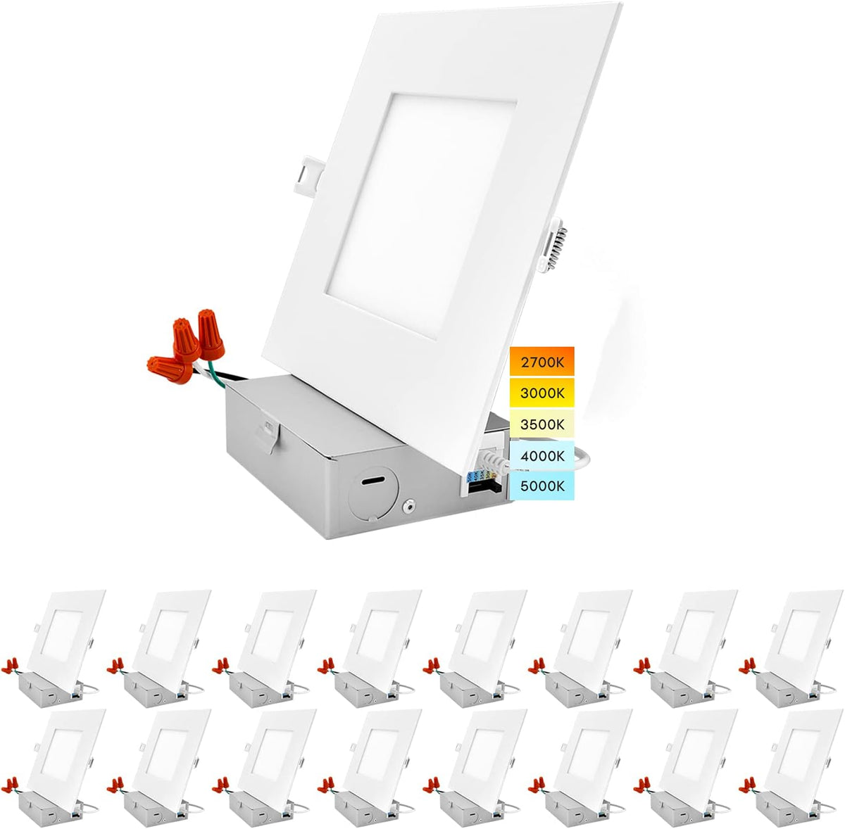 6 Inch Square LED Recessed Lighting, 12W, 1000 Lumens, 4 Pack N304