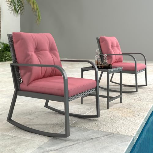 3 Piece Wicker Patio Bistro Set with Cushions P989