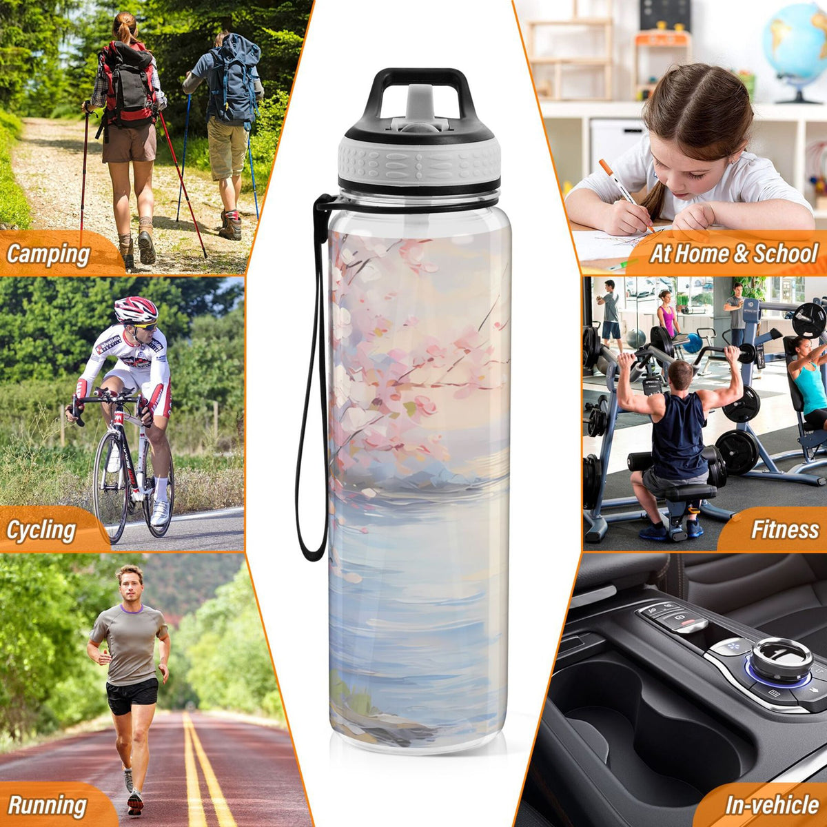 32oz Tritan Leakproof Clear Sports Water Bottle H6922