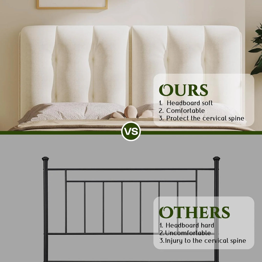 Queen Velvet Upholstered Platform Bed with Adjustable Headboard R591770