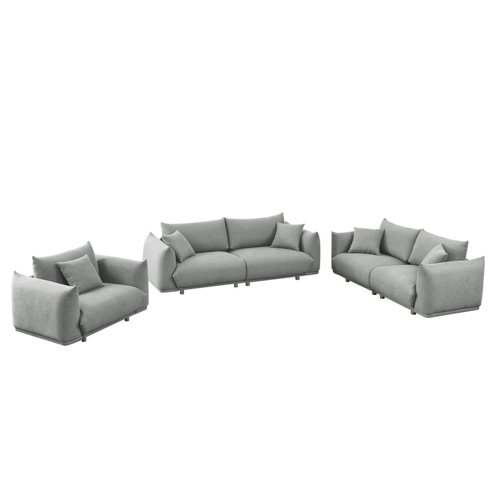 3-seater + 2-seater + 1-seater Combination Sofa with Solid Wood Frame and Metal Legs, 5 Pillows D3089