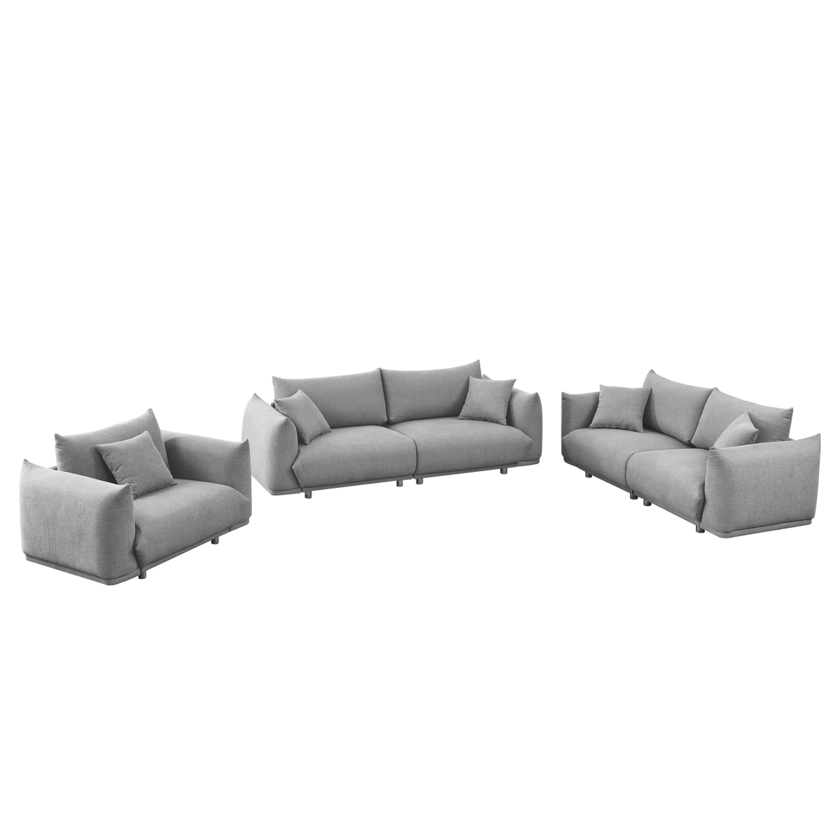 3-seater + 2-seater + 1-seater Combination Sofa with Solid Wood Frame and Metal Legs, 5 Pillows D3089