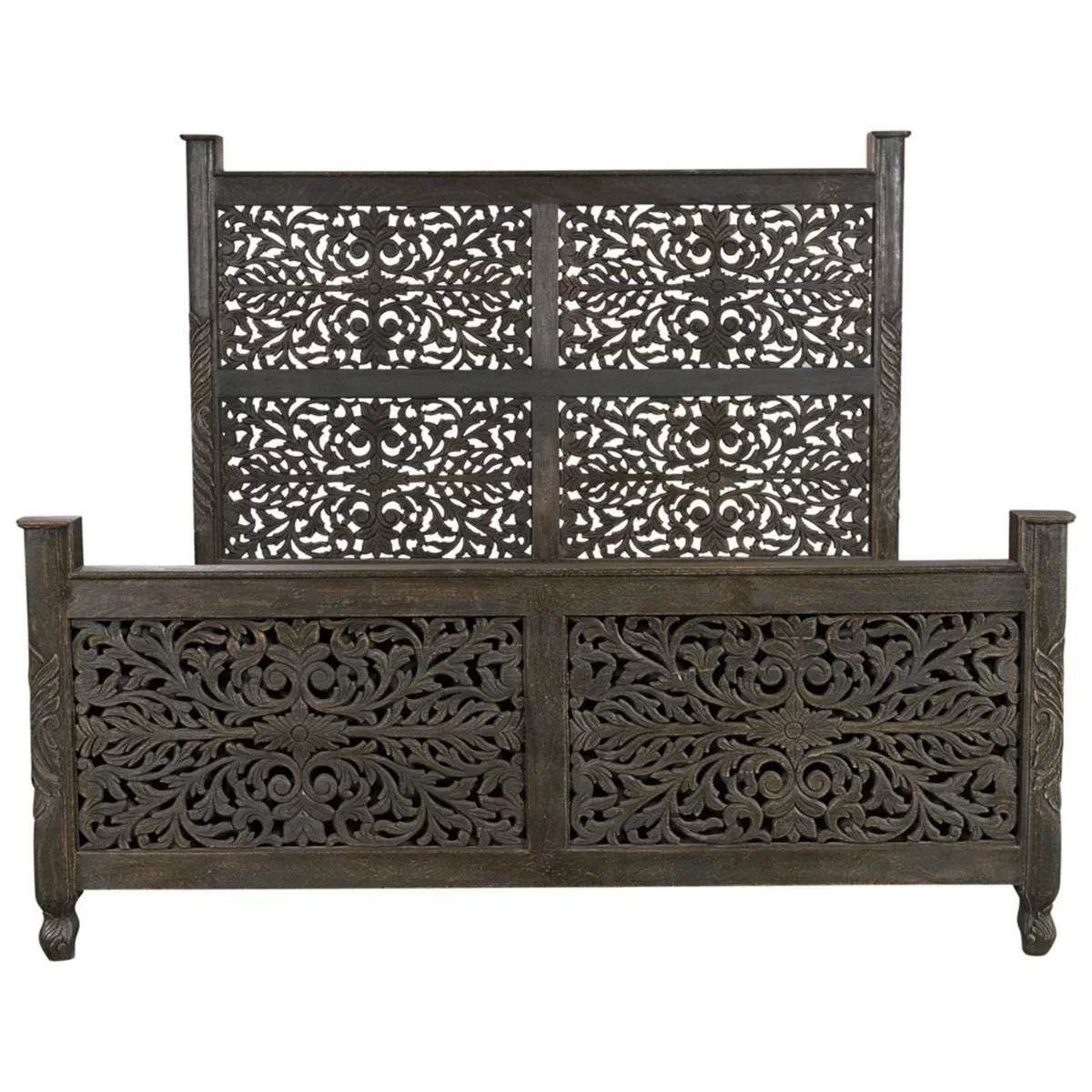 Hand Carved Solid Wooden Bed Frame K38052