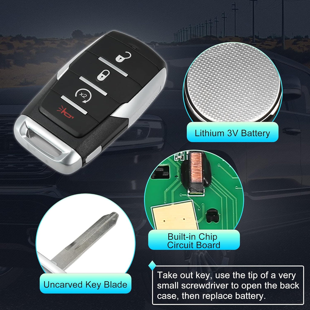 Replacement Keyless Entry Remote Car Key Fob 4 Buttons with Door Key Y9695