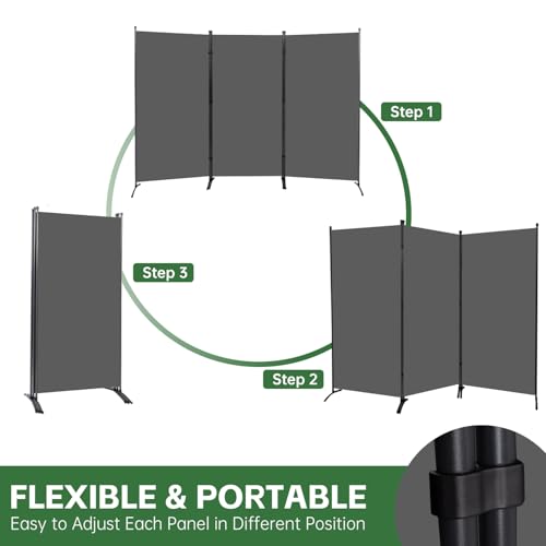 3 Panel Fabric Room Divider Screen J783878