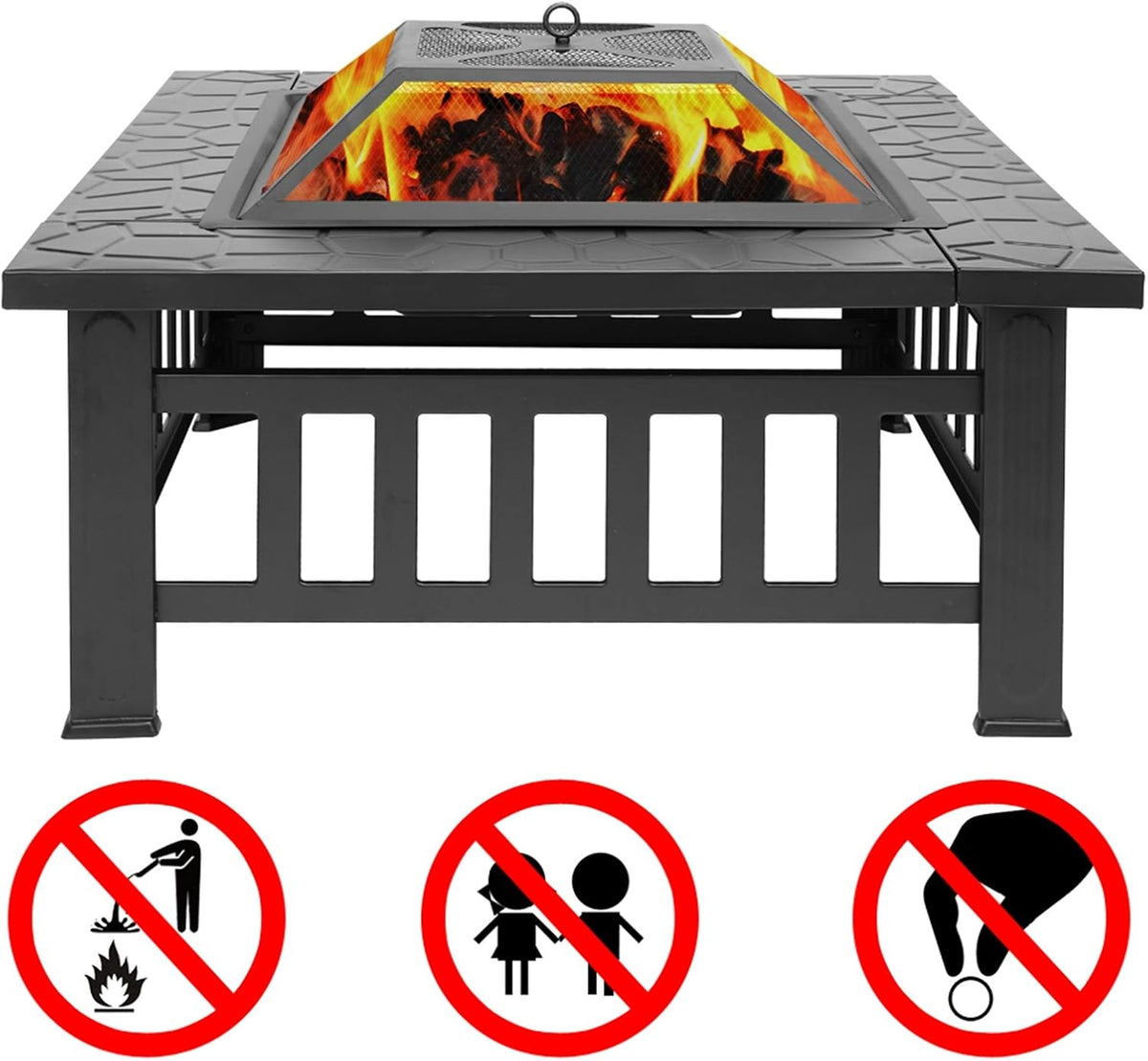 32 Wood Fire Pit with Spark Screen Cover J19836