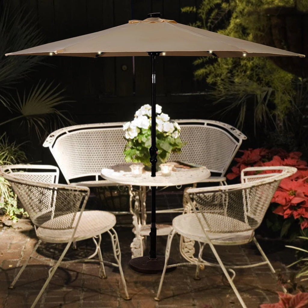 9FT Solar LED Patio Umbrella M3621