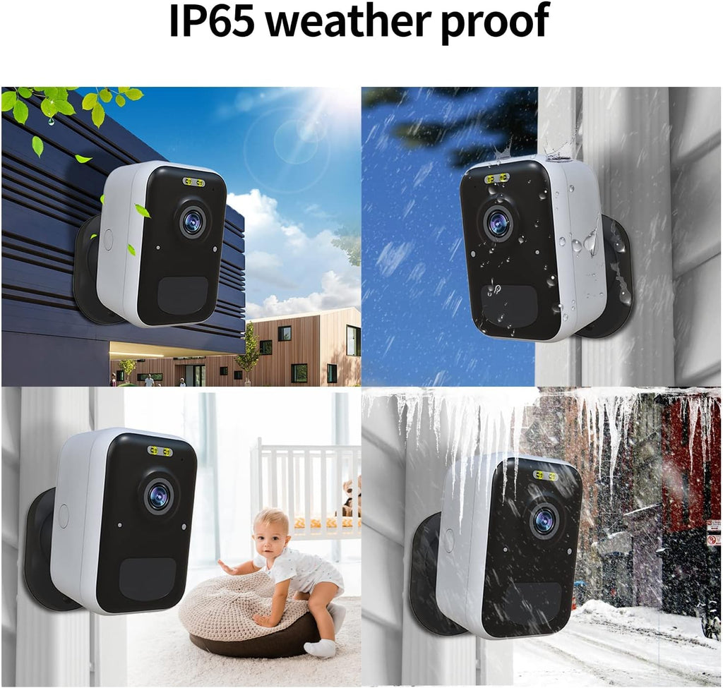 Outdoor Battery Camera Wireless Home Security Surveillance Wi-fi Camera with Night Vision Audio Alert Siren IP66 Waterproof SD Cloud V983584