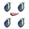 Set of 4 Blue Polyurethane Swivel Casters M212220