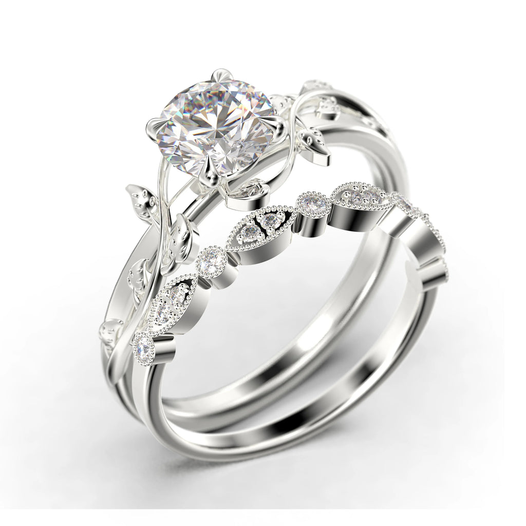 1.50 Carat Round Cut Moissanite Engagement Ring in 925 Sterling Silver With 18k White Gold Plating R28840