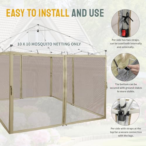 10 x 10 Pop Up Canopy Mosquito Net Sidewall with Zipper 4 Packs Blue Q5349