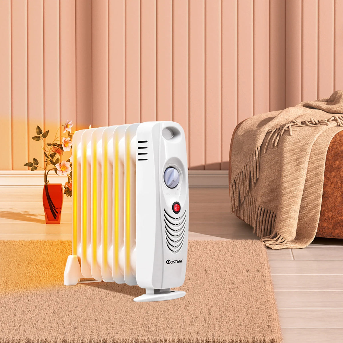 Portable Mini Electric Oil Filled Radiator Heater 7-Fin A34813