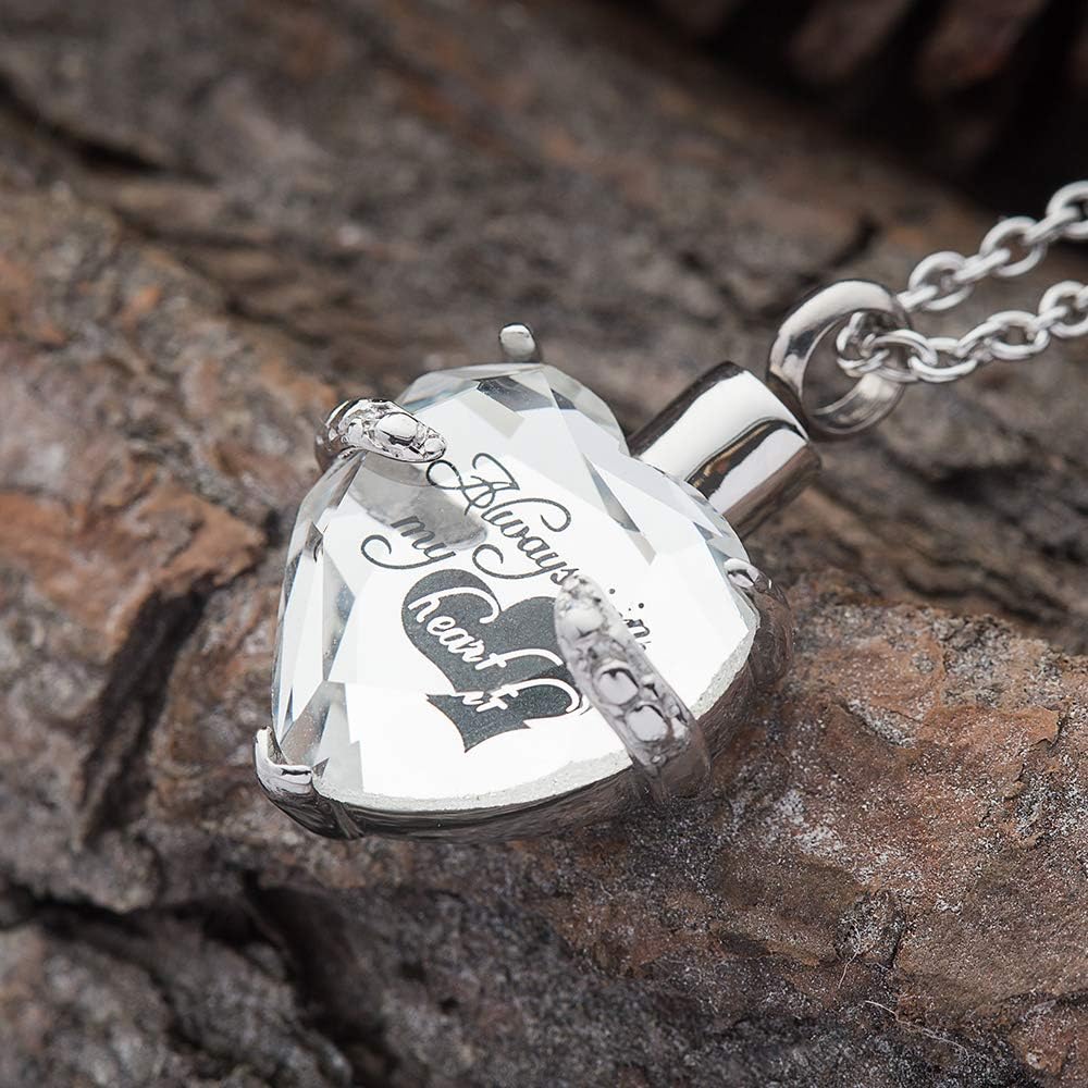 Crystal Glass Heart Urn Necklace Cremation Jewelry Memorial Pendant V834