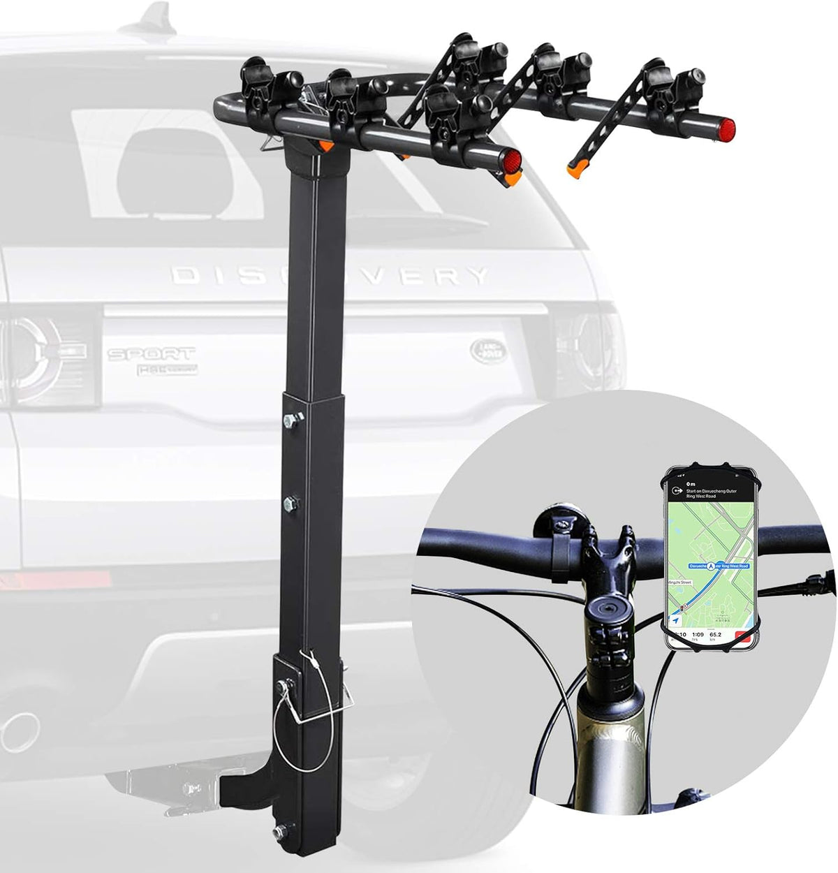 Bicycle Car Rack Bike Hitch Rack Double Foldable Bike Carrier Rack with 2'' Hitch Receiver, 4-Bike, Pack of 2 Z2982