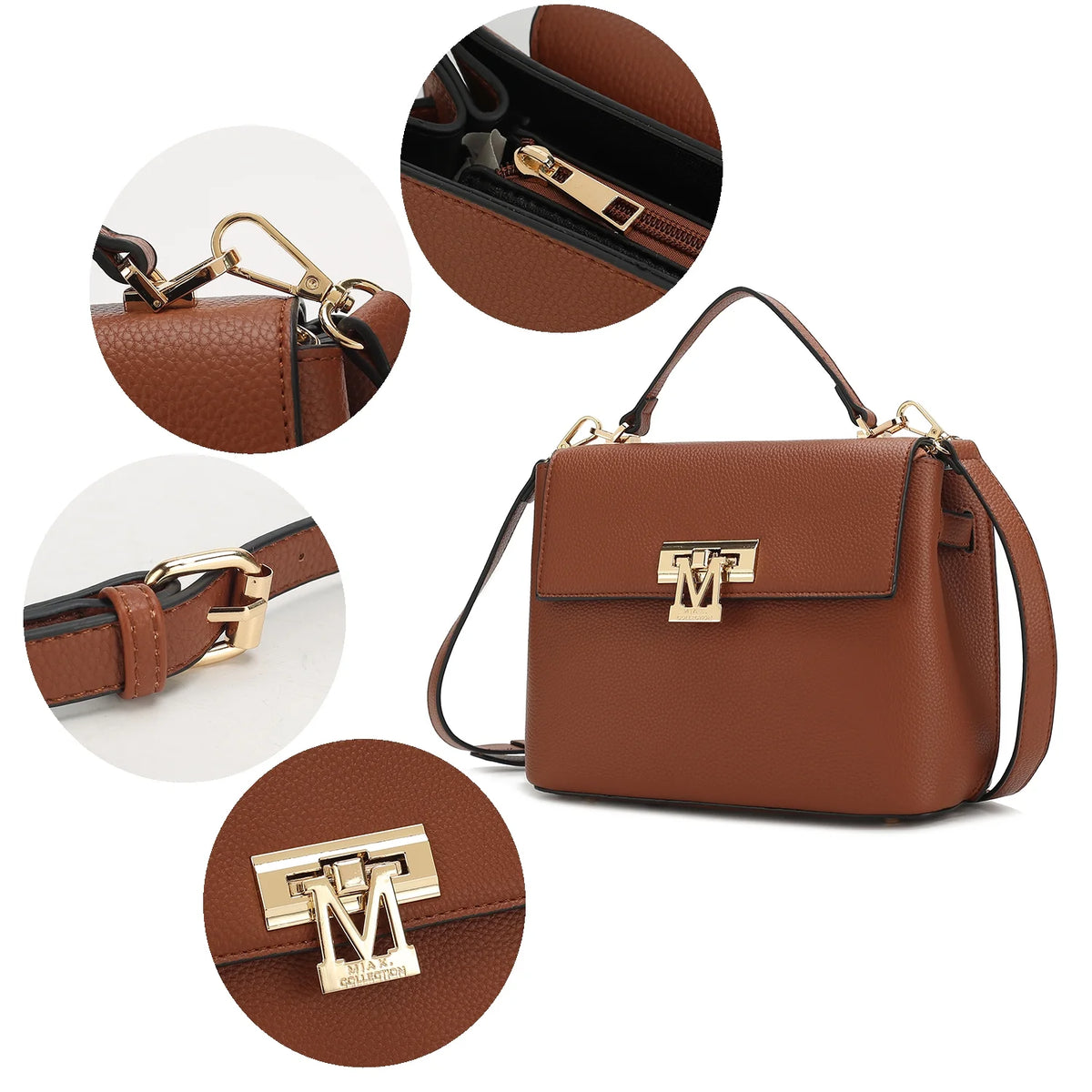 Black Vegan Leather Satchel & Wristlet Wallet E895